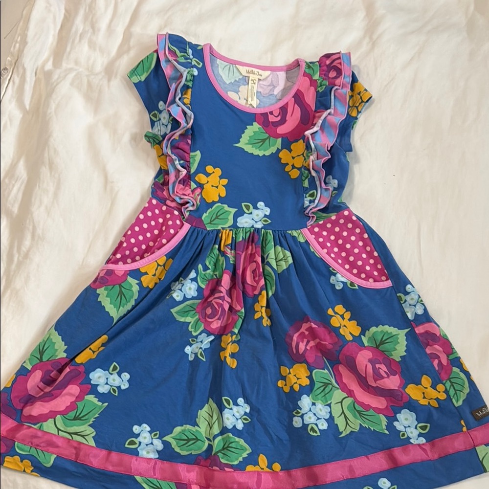 Matilda Jane Blue Pink Sundress with Flutter Cap Sleeves